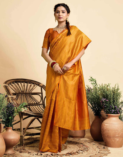Mustard Yellow Silk Woven Kanjivaram Saree