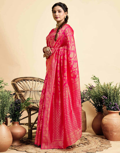 Bright Pink Silk Woven Banarasi Saree