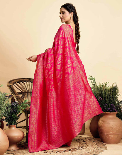 Bright Pink Silk Woven Banarasi Saree