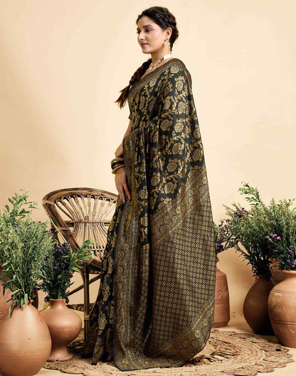 Black Silk Woven Banarasi Saree