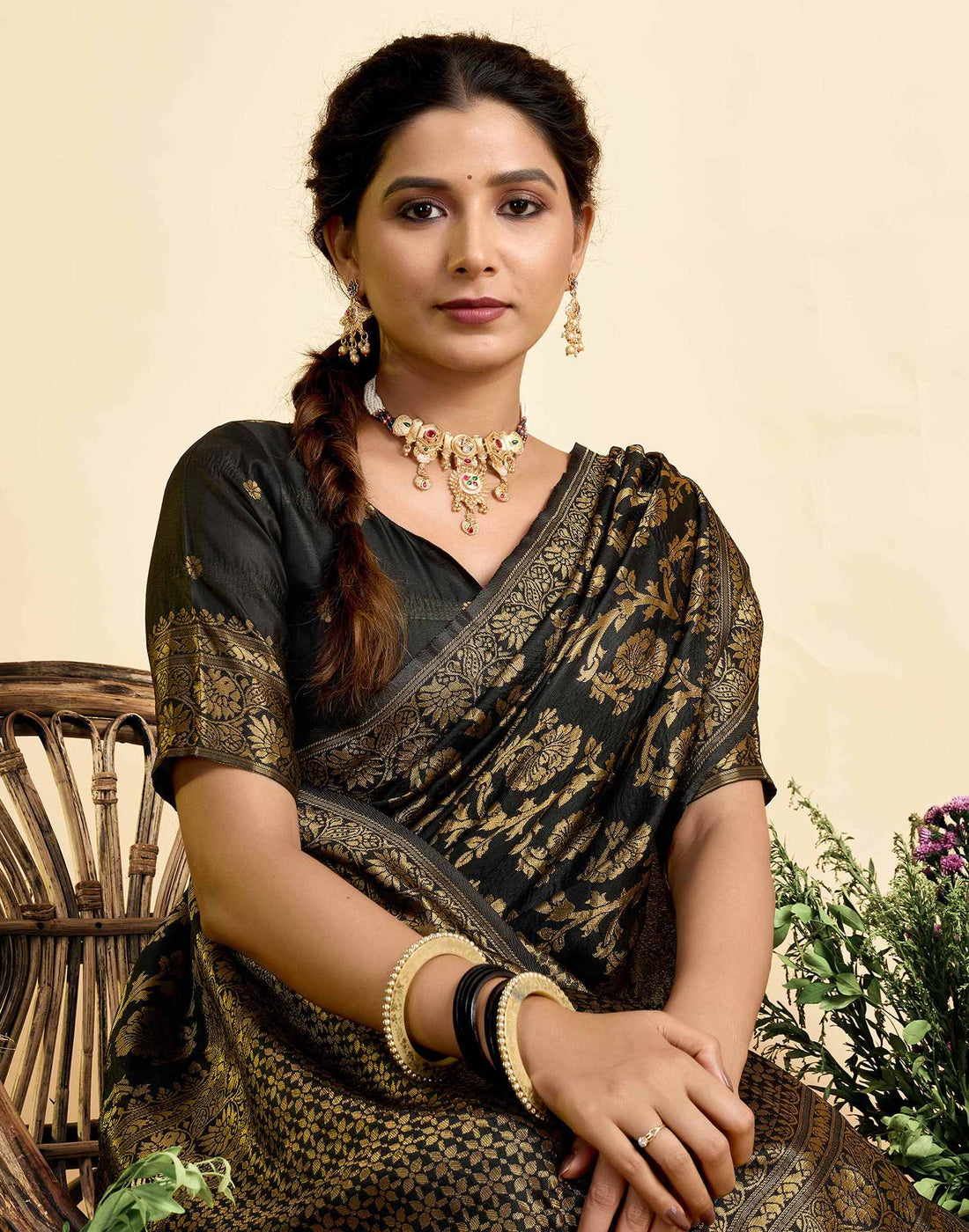 Black Silk Woven Banarasi Saree