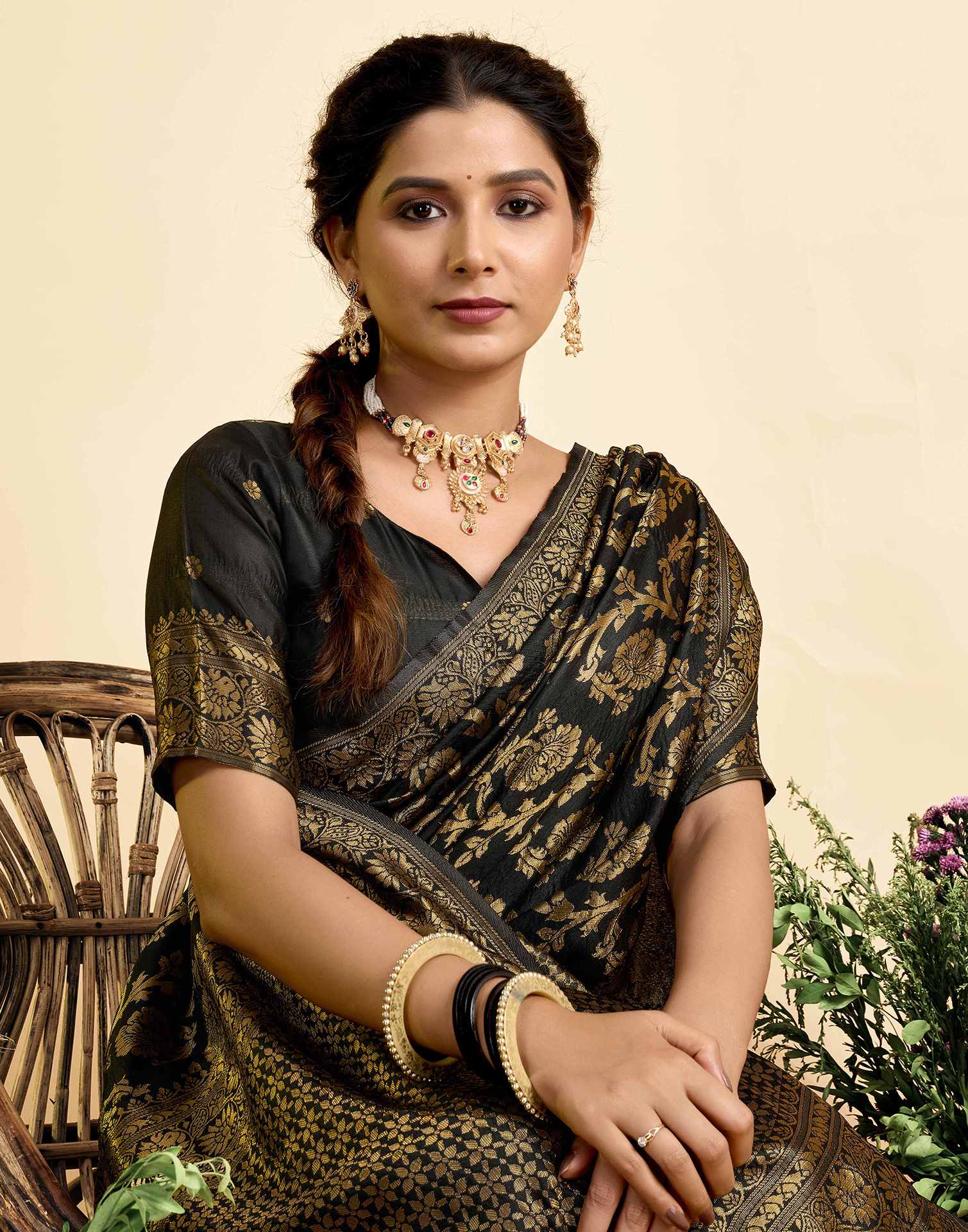 Black Silk Woven Banarasi Saree