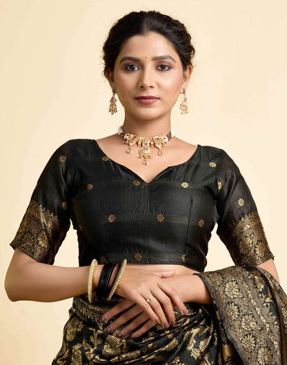 Black Silk Woven Banarasi Saree