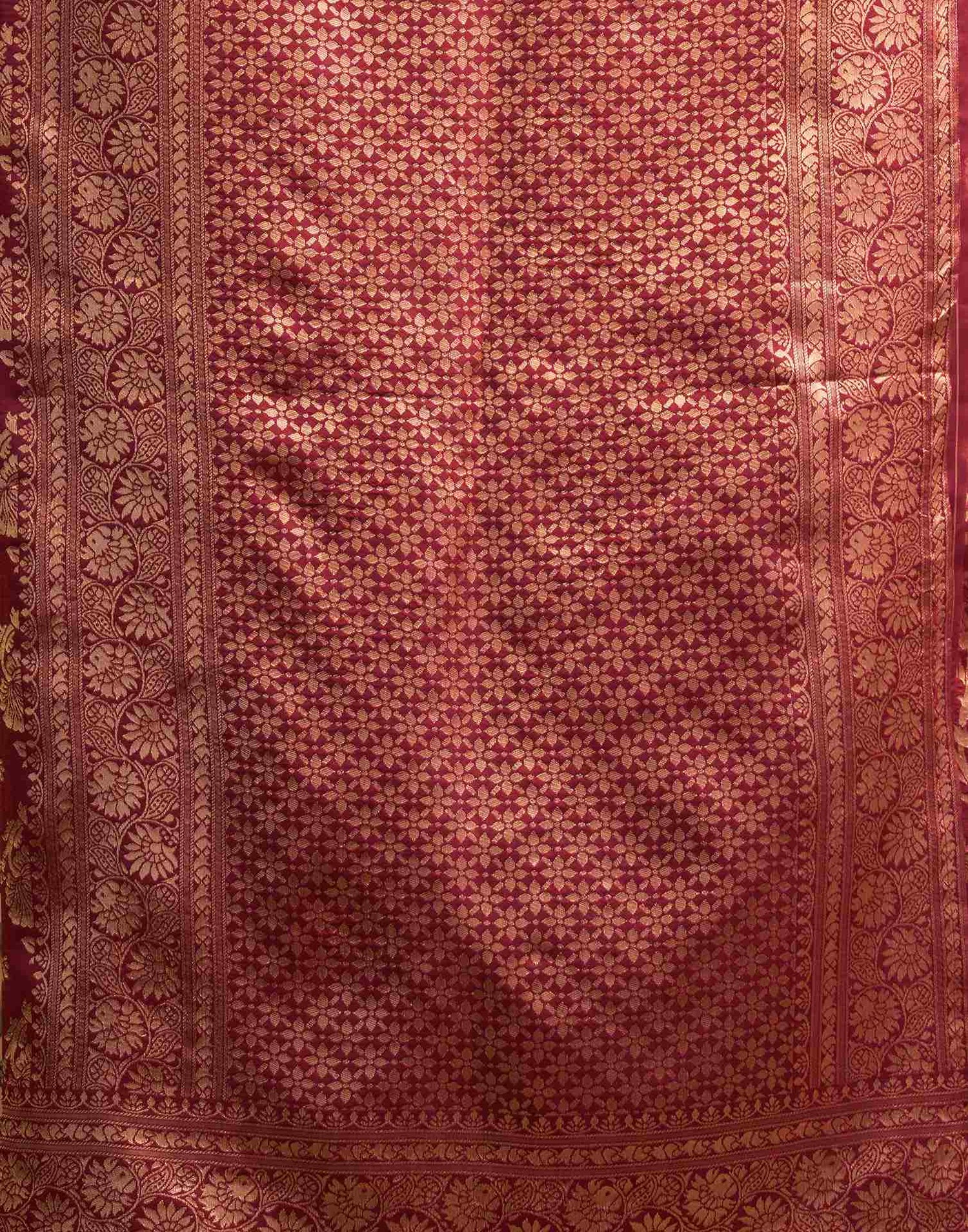 Maroon Silk Woven Banarasi Saree