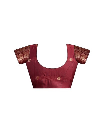 Maroon Silk Woven Banarasi Saree