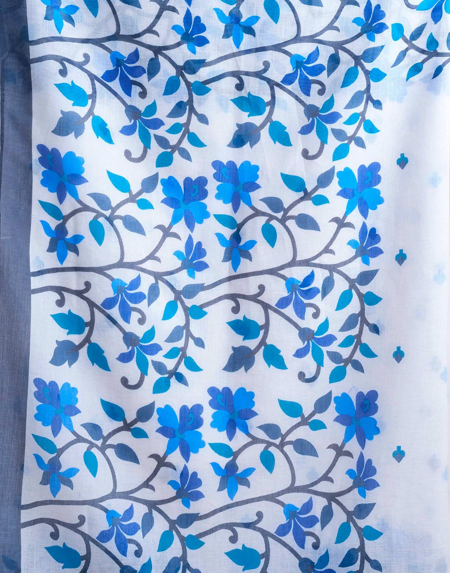 White Linen Floral Printed Saree
