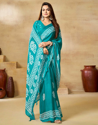 Blue Georgette Printed Saree