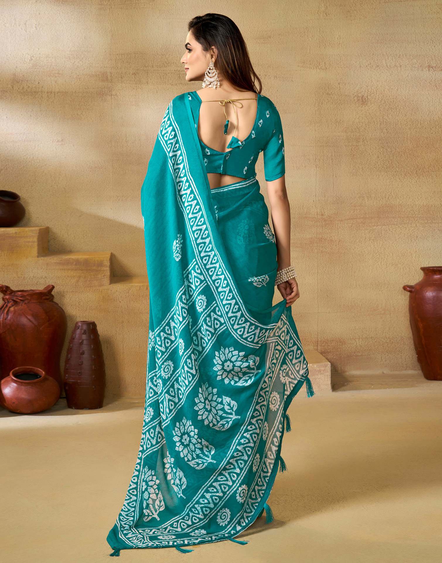 Blue Georgette Printed Saree