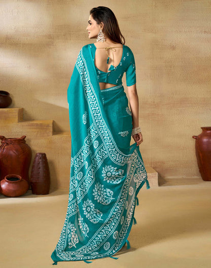 Blue Georgette Printed Saree