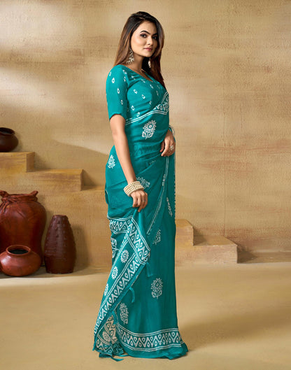Blue Georgette Printed Saree