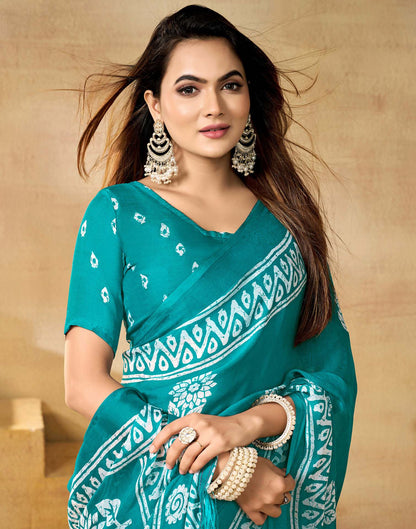 Blue Georgette Printed Saree