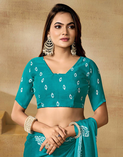 Blue Georgette Printed Saree