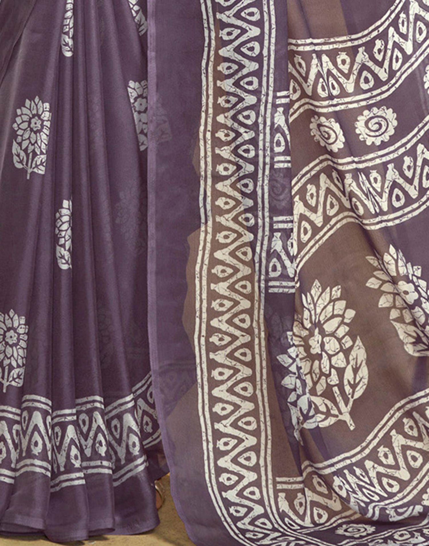 Purple Georgette Printed Saree