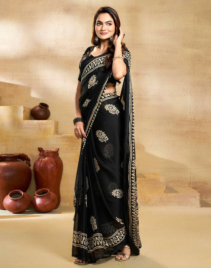 Black Georgette Printed Saree