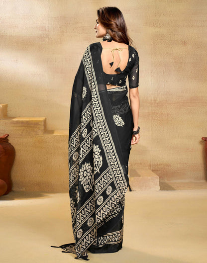 Black Georgette Printed Saree