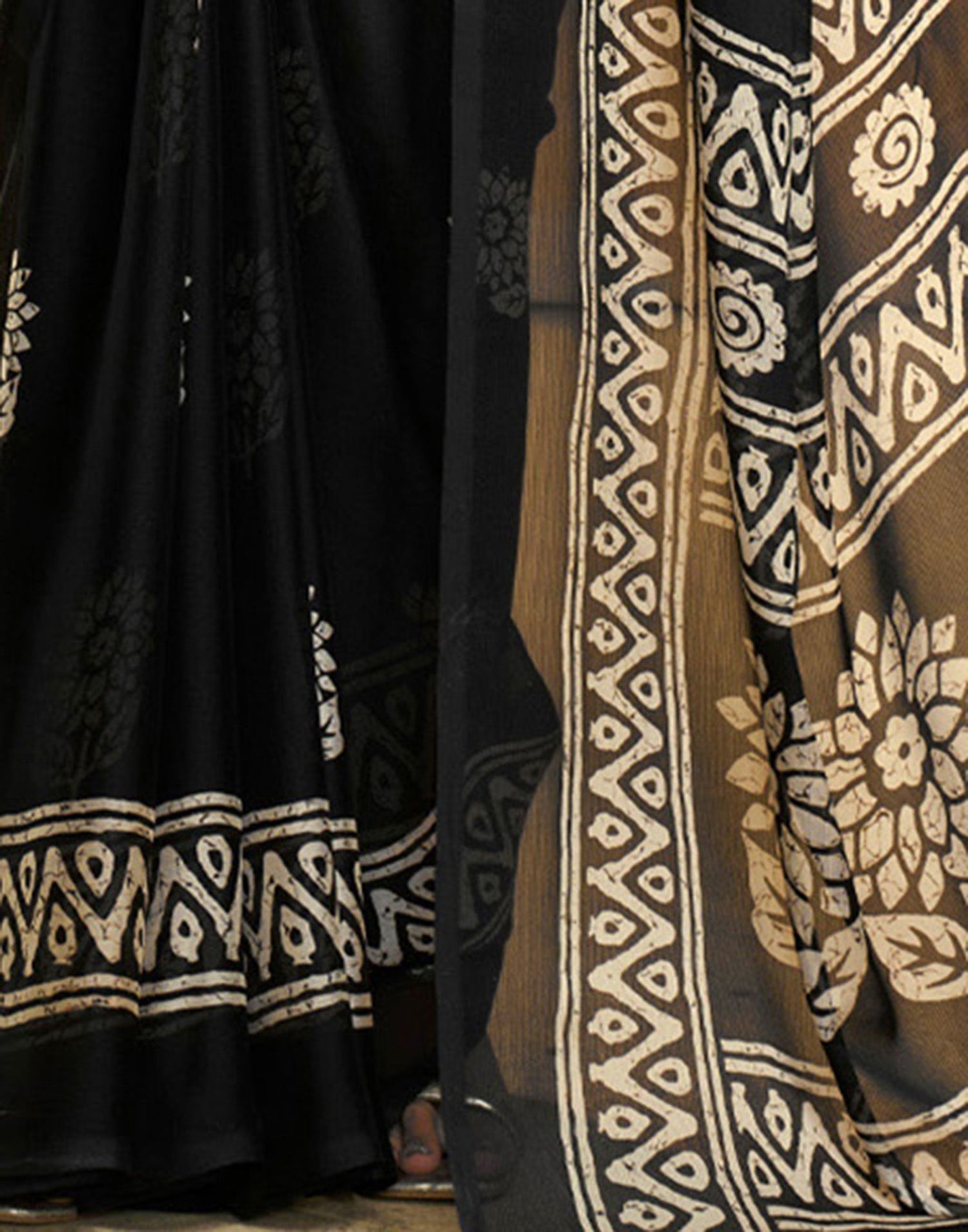 Black Georgette Printed Saree