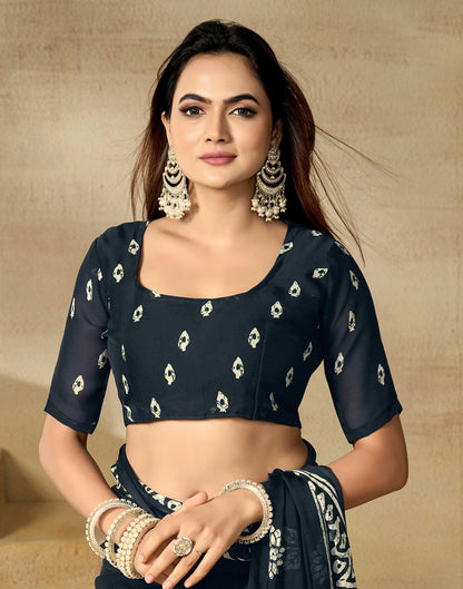 Blue Georgette Printed Saree