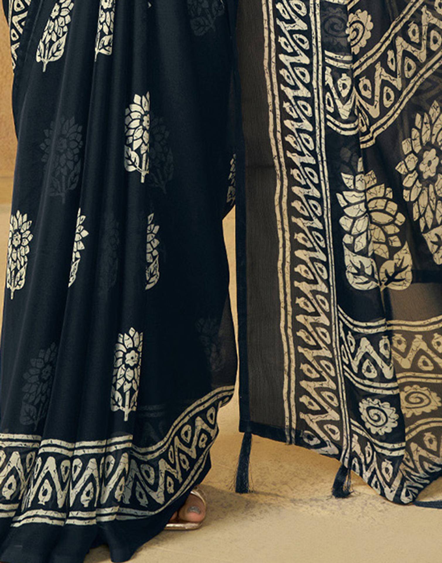 Blue Georgette Printed Saree