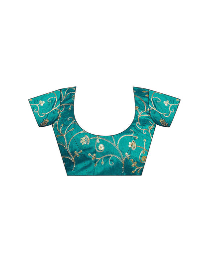 Teal Green Georgette Printed Saree