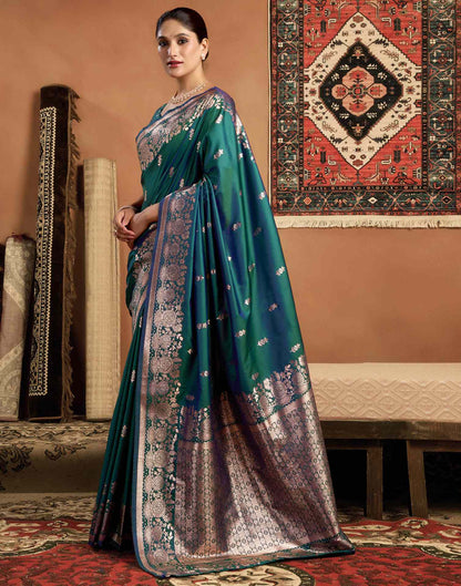 Rama Green Silk Woven Banarasi Saree