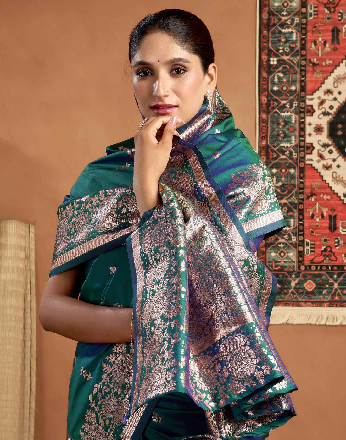 Rama Green Silk Woven Banarasi Saree
