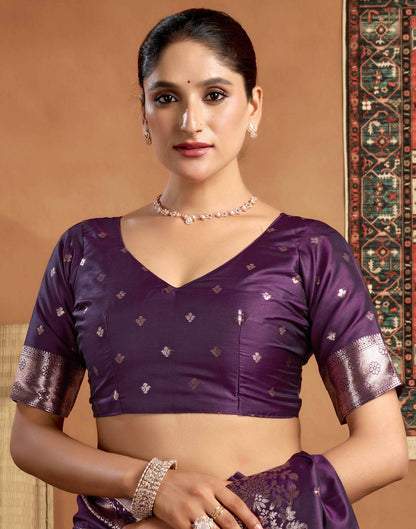 Dark Purple Silk Woven Banarasi Saree