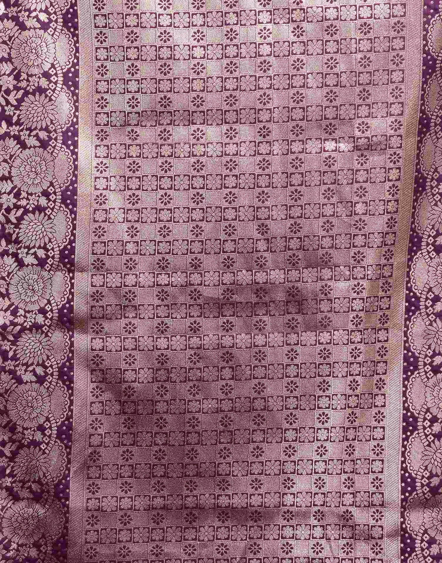 Dark Purple Silk Woven Banarasi Saree