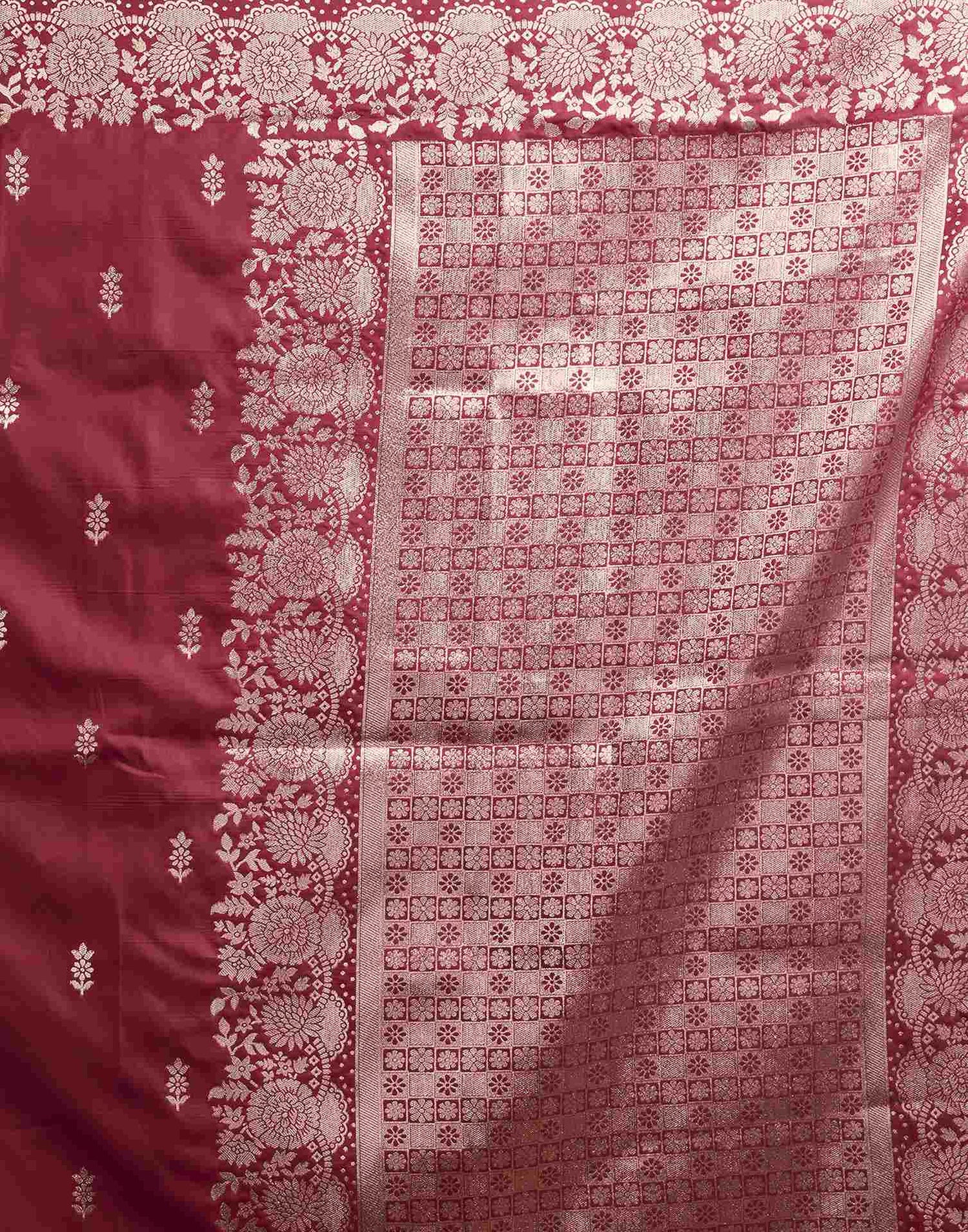 Magenta Silk Woven Banarasi Saree