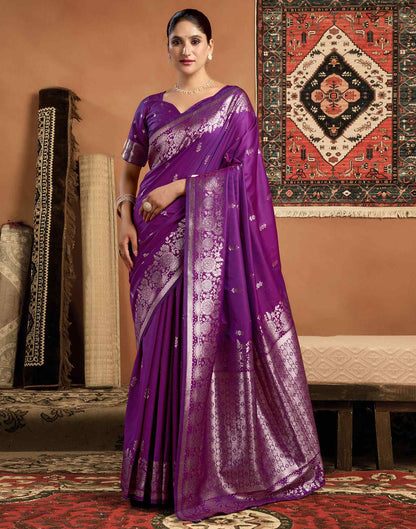 Purple Silk Woven Banarasi Saree