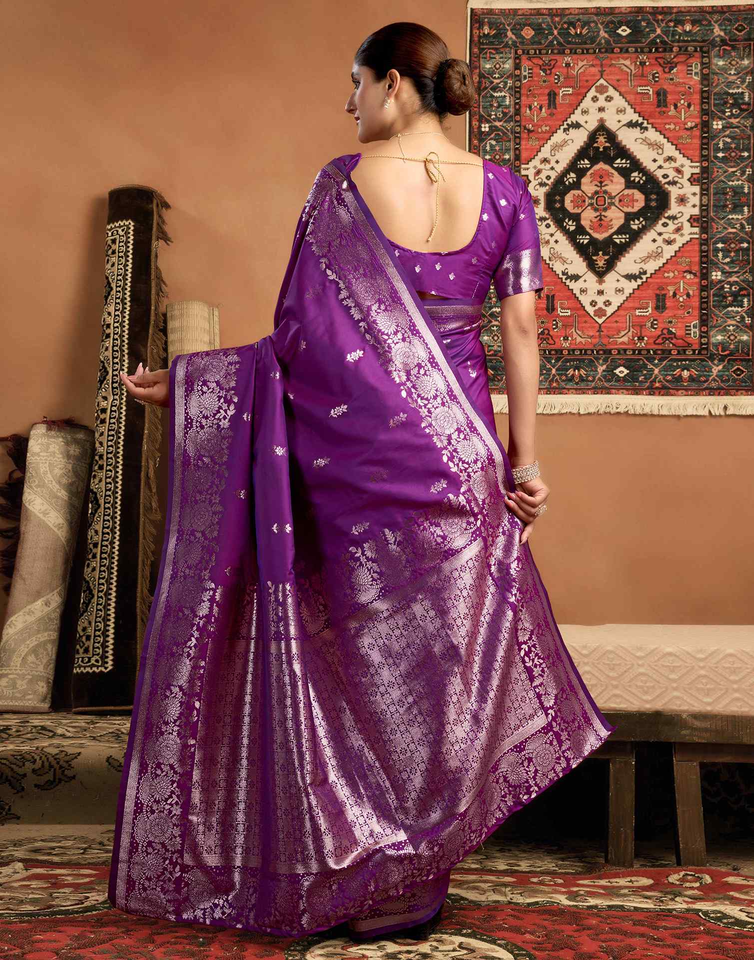 Purple Silk Woven Banarasi Saree