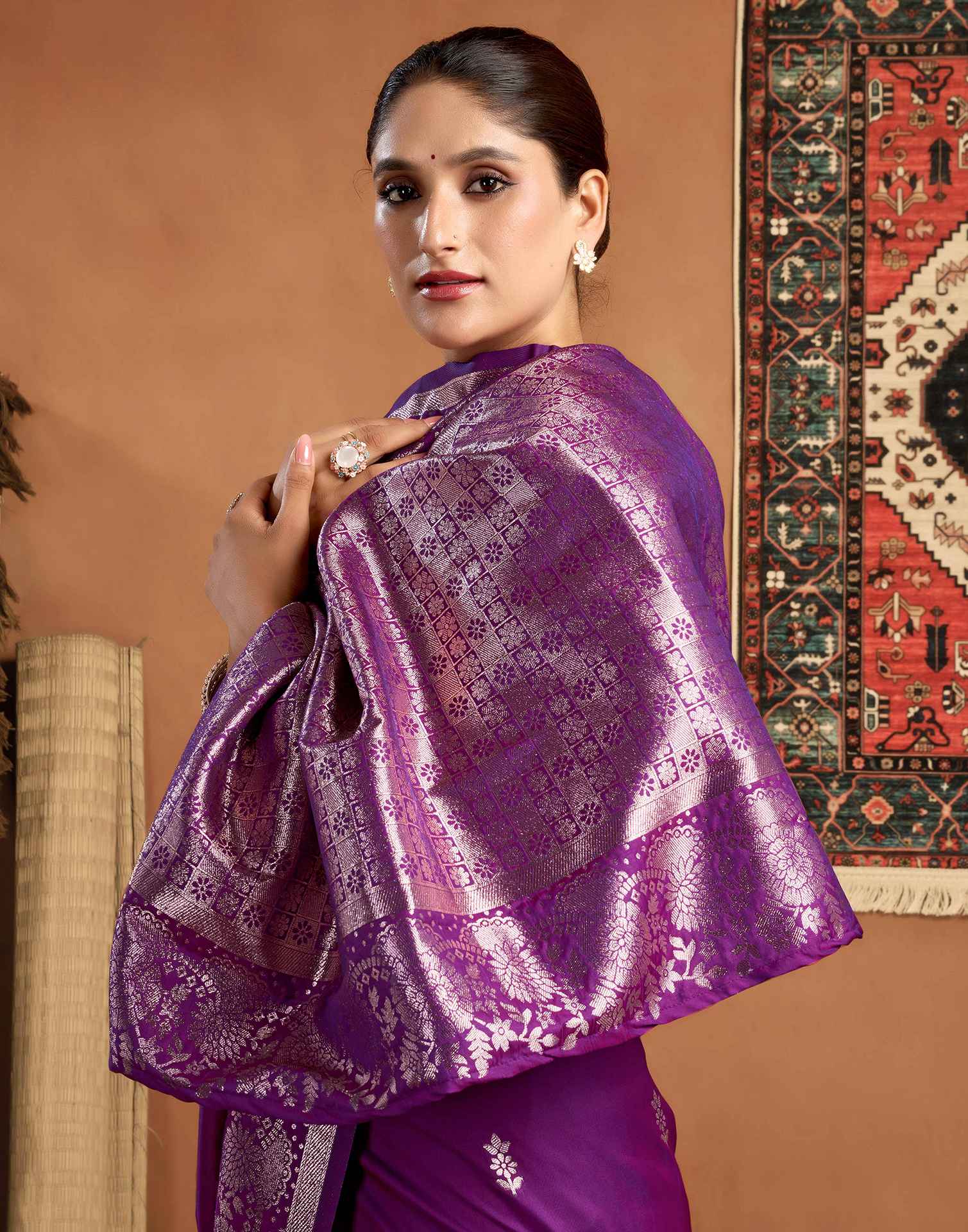 Purple Silk Woven Banarasi Saree