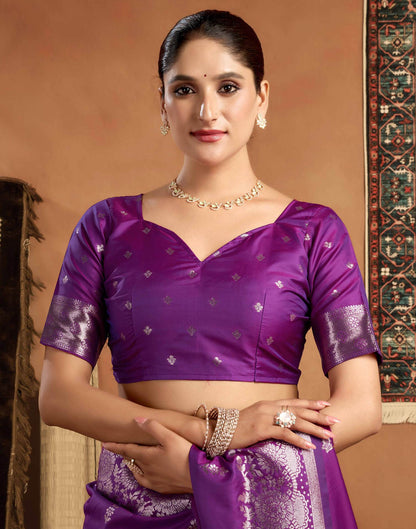 Purple Silk Woven Banarasi Saree