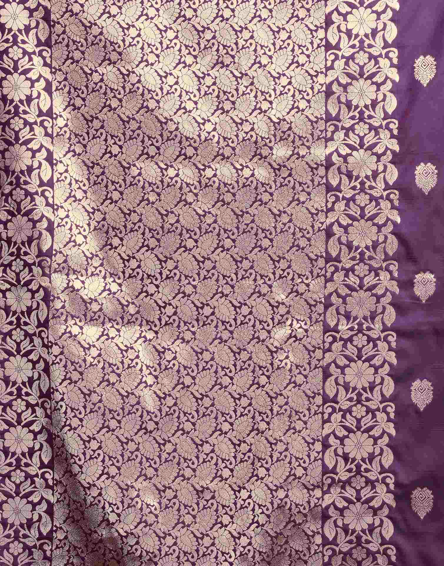 Dark Violet Silk Woven Banarasi Saree