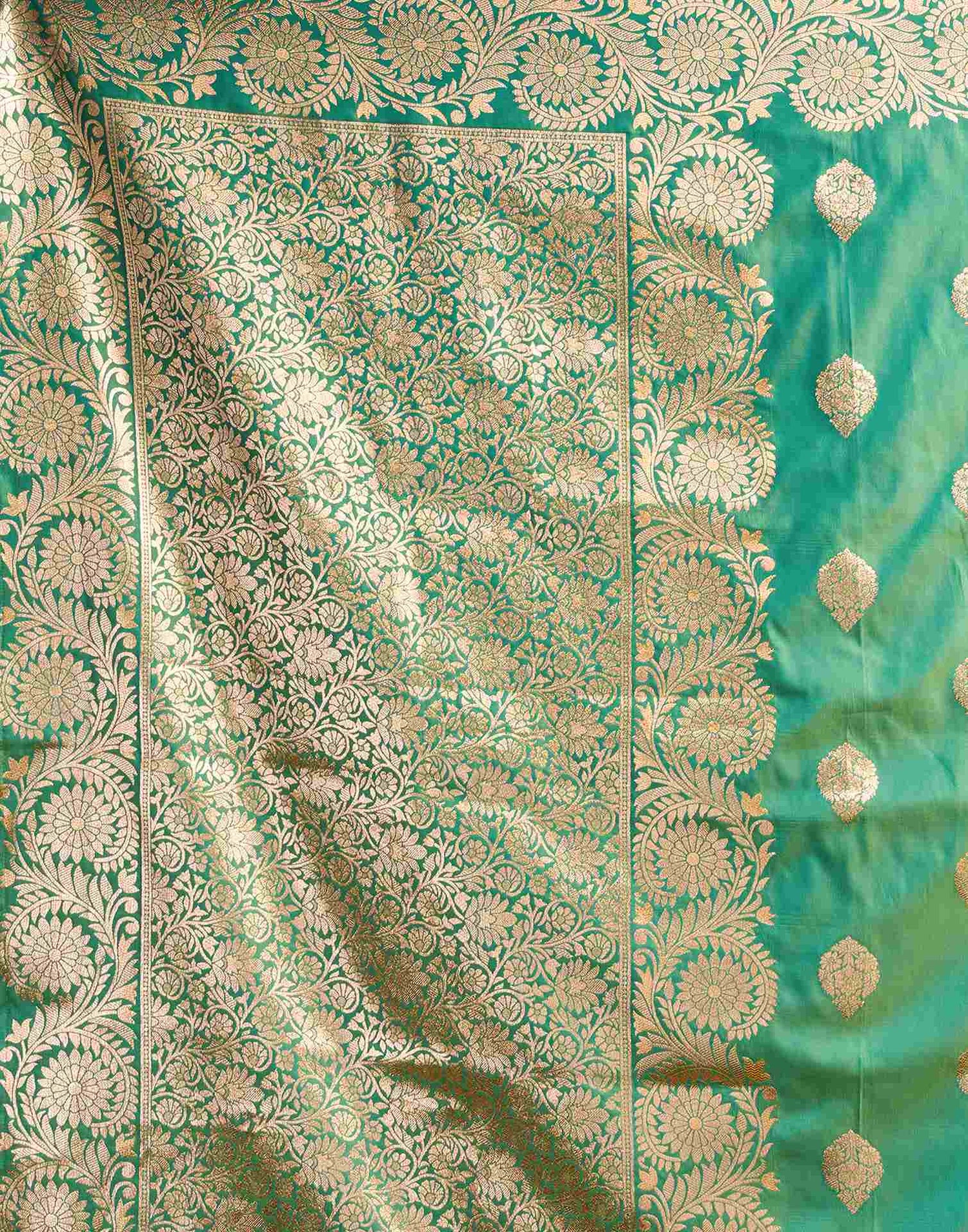 Teal Green Silk Woven Banarasi Saree
