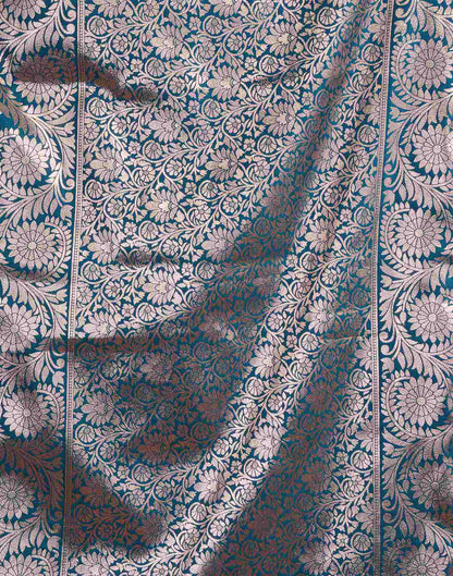 Peacock Blue Silk Woven Banarasi Saree