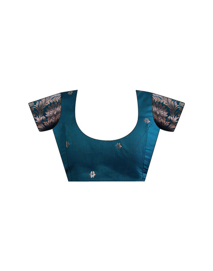 Peacock Blue Silk Woven Banarasi Saree
