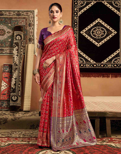 Red Silk Woven Saree