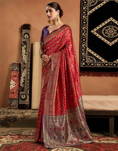 Red Silk Woven Saree