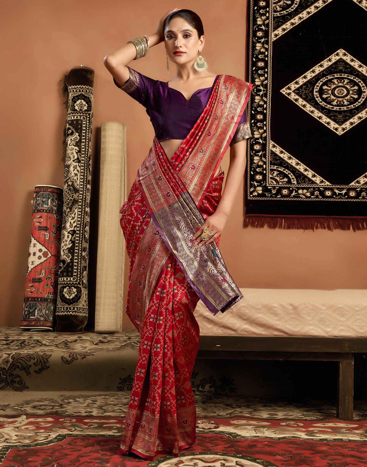 Red Silk Woven Saree