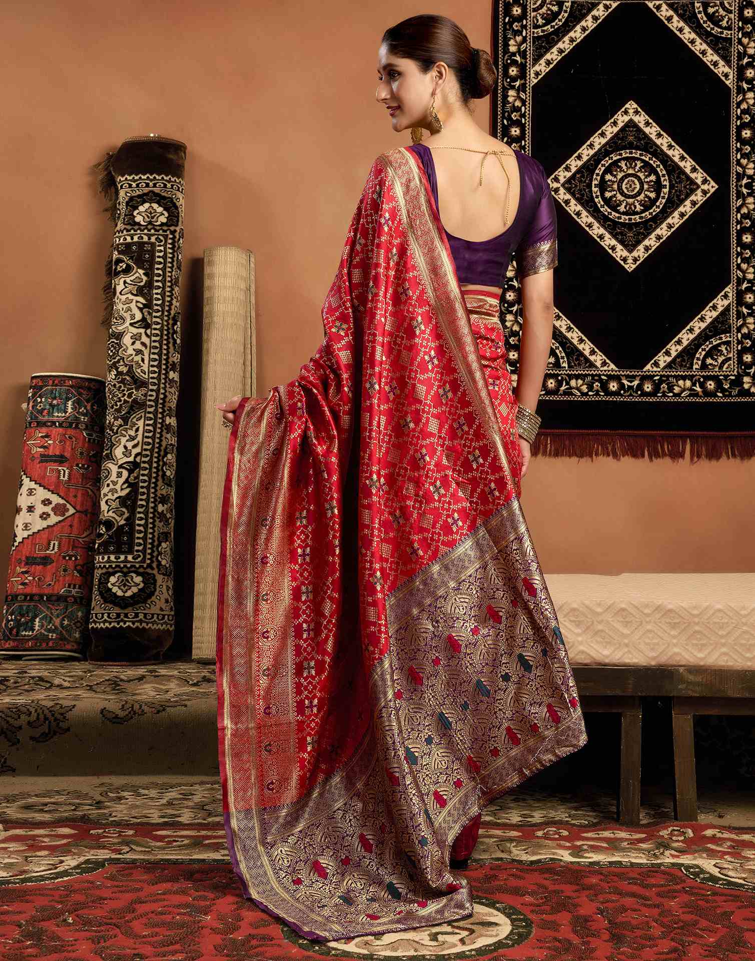 Red Silk Woven Saree