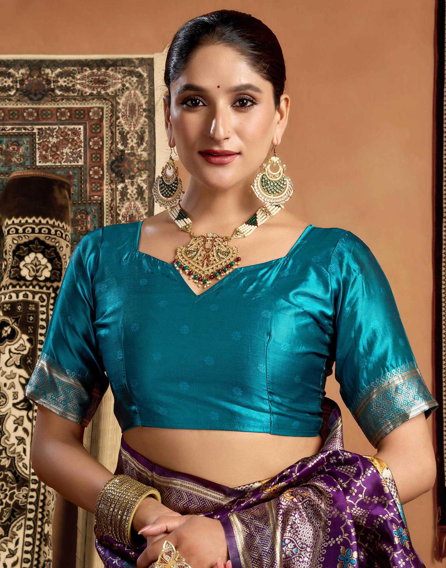 Dark Purple Silk Woven Saree