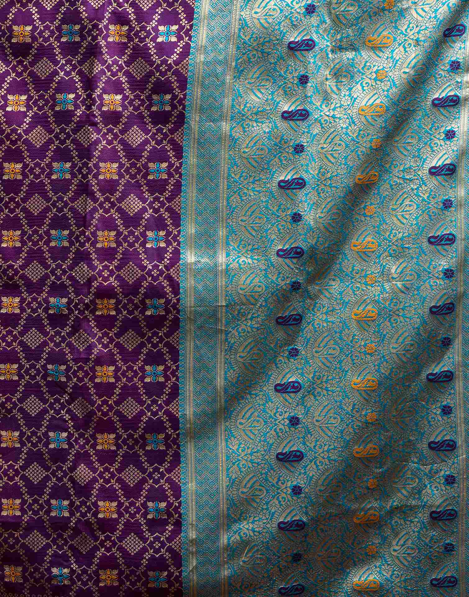 Dark Purple Silk Woven Saree