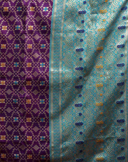 Dark Purple Silk Woven Saree
