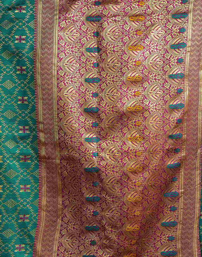 Teal Green Silk Woven Saree