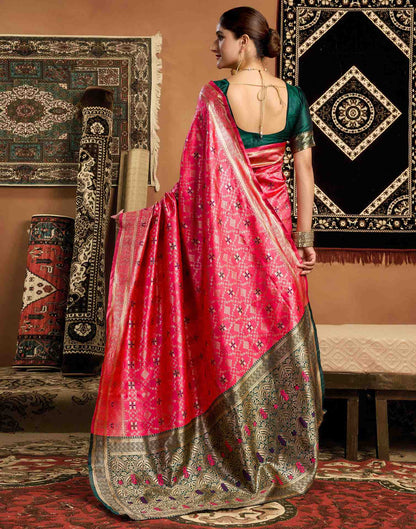 Coral Pink Silk Woven Saree
