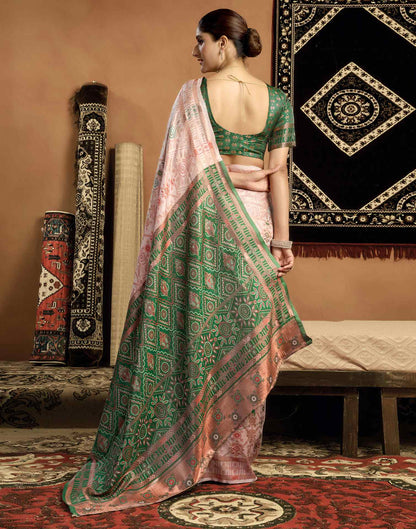 Cream Silk Woven Saree
