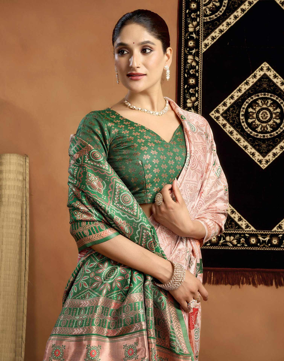 Cream Silk Woven Saree