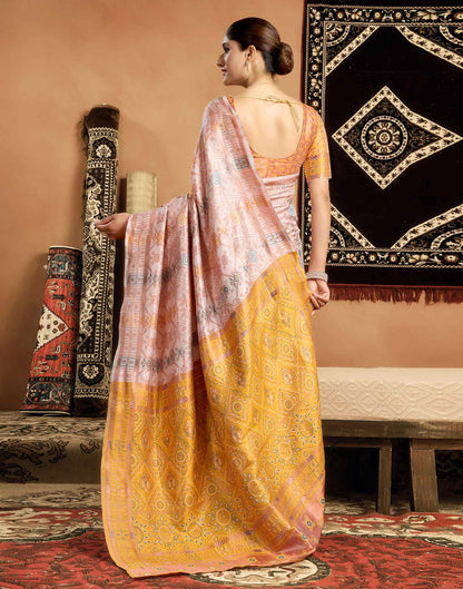 Cream Silk Woven Saree