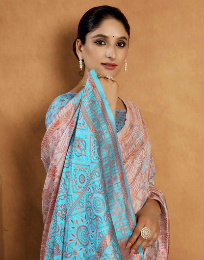 Cream Silk Woven Saree