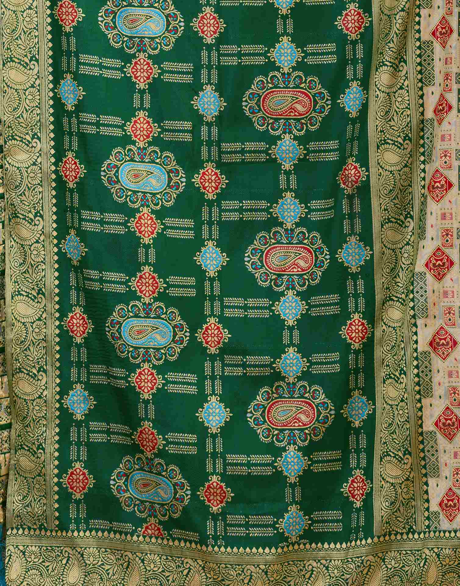 Cream Silk Woven Saree